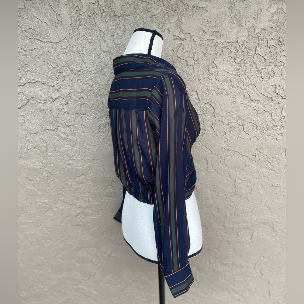 Striped crop top Blouse women’s size small S - Picture 3 of 11